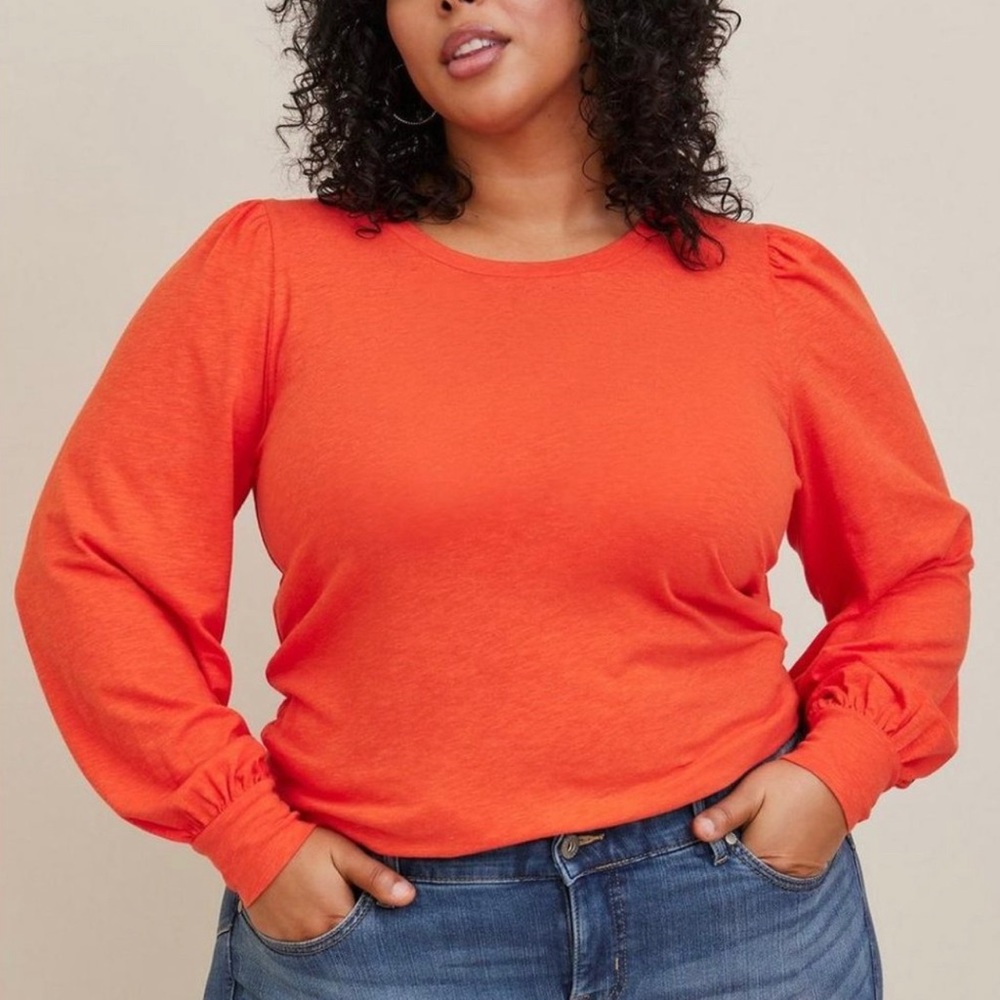 Torrid Tee 0X Puff Sleeves Long Sleeve T-Shirt
Orange Super Soft Slub Jersey New